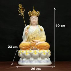 Tượng Đức Địa Tạng Ngồi Đài Sen Sơn Vàng, Bằng Bột Đá, Cao 40cm 2 Tuong Duc Dia Tang Ngoi Dai Sen Son Vang Bang Bot Da Cao 40cm 6