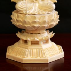 Tượng Đức Địa Tạng Vương Bằng Gỗ Bách, Cao 28cm (Cả Lá Đề) 2 Tuong Duc Dia Tang Vuong Bang Go Bach Cao 28cm Ca La De 2