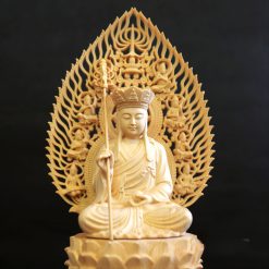 Tượng Đức Địa Tạng Vương Bằng Gỗ Bách, Cao 28cm (Cả Lá Đề) 3 Tuong Duc Dia Tang Vuong Bang Go Bach Cao 28cm Ca La De 3