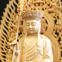 Tượng Đức Địa Tạng Vương Bằng Gỗ Bách, Cao 28cm (Cả Lá Đề) 6 Tuong Duc Dia Tang Vuong Bang Go Bach Cao 28cm Ca La De 6