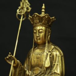 Tượng Đức Địa Tạng Vương Chất Liệu Đồng Vàng, Cao 20cm – 25cm 3 Tuong Duc Dia Tang Vuong Chat Lieu Dong Vang Cao 20cm – 25cm 5