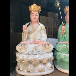 Tuong Duc Dia Tang Vuong Ngoi Bot Da Trang Vien Vang Noi Cao 48cm 2