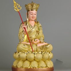 Tượng Đức Địa Tạng Vương Ngồi Chất Liệu Composit Mạ Cát, Cao 40cm 2 Tuong Duc Dia Tang Vuong Ngoi Chat Lieu Composit Ma Cat Cao 40cm 2