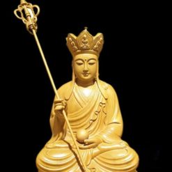 Tượng Đức Địa Tạng Vương Ngồi, Gỗ Nguyên Màu, Cao 48cm