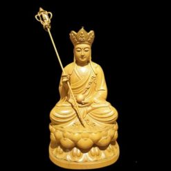 Tượng Đức Địa Tạng Vương Ngồi, Gỗ Nguyên Màu, Cao 48cm