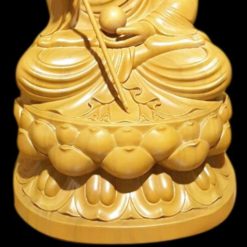 Tượng Đức Địa Tạng Vương Ngồi, Gỗ Nguyên Màu, Cao 48cm