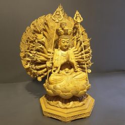 Tượng Đức QuanÂm Nghìn Tay Nghìn Mắt (Thiên Thủ Thiên Nhãn) Ngồi, Nguyên Màu Gỗ, 41cm 6 Tuong Duc QuanAm Nghin Tay Nghin Mat Thien Thu Thien Nhan Ngoi Nguyen Mau Go 41cm 2