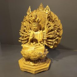 Tượng Đức QuanÂm Nghìn Tay Nghìn Mắt (Thiên Thủ Thiên Nhãn) Ngồi, Nguyên Màu Gỗ, 41cm 5 Tuong Duc QuanAm Nghin Tay Nghin Mat Thien Thu Thien Nhan Ngoi Nguyen Mau Go 41cm 3