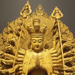 Tượng Đức QuanÂm Nghìn Tay Nghìn Mắt (Thiên Thủ Thiên Nhãn) Ngồi, Nguyên Màu Gỗ, 41cm 4 Tuong Duc QuanAm Nghin Tay Nghin Mat Thien Thu Thien Nhan Ngoi Nguyen Mau Go 41cm 4