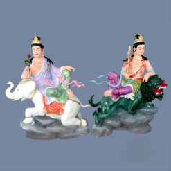 Tượng Đức Văn Thù – Phổ Hiền Cưỡi Thú Bằng Composit, Cao 90cm 5 Tuong Duc Van Thu – Pho Hien Cuoi Thu Bang Composit Cao 90cm 3