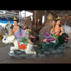 Tượng Đức Văn Thù – Phổ Hiền Cưỡi Thú Bằng Composit, Cao 90cm 3 Tuong Duc Van Thu – Pho Hien Cuoi Thu Bang Composit Cao 90cm 5