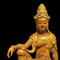 Tượng Gỗ Quan Âm Tự Tại Ngồi, Gỗ Viền Vàng 998, Cao 134cm 2 Tượng Gỗ Quan Âm Tự Tại Ngồi, Gỗ Viền Vàng 998, Cao 134cm (1)