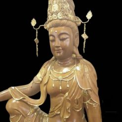 Tượng Gỗ Quan Âm Tự Tại Ngồi, Gỗ Viền Vàng 998, Cao 134cm 1 Tượng Gỗ Quan Âm Tự Tại Ngồi, Gỗ Viền Vàng 998, Cao 134cm (1)
