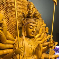 Tuong Go QuanAm Nghin Tay Nghin Mat Thien Thu Thien Nhan Ngoi Go Son Mau Go Cao 91cm 1