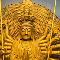 Tuong Go QuanAm Nghin Tay Nghin Mat Thien Thu Thien Nhan Ngoi Go Son Mau Go Cao 91cm 3