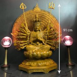 Tuong Go QuanAm Nghin Tay Nghin Mat Thien Thu Thien Nhan Ngoi Go Son Mau Go Cao 91cm 4