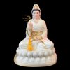 Tượng Mẹ Quan Thế Âm Ngồi, Bột Đá Ngọc Hán Bạch, Cao 48cm