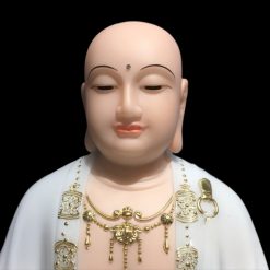 Tượng Ngài Địa Tạng Ngồi, Bột Đá Trắng Da Hồng Viền Vàng, Cao 48cm 1 Tuong Ngai Dia Tang Ngoi Bot Da Trang Da Hong Vien Vang Cao 48cm 1