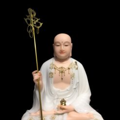Tượng Ngài Địa Tạng Ngồi, Bột Đá Trắng Da Hồng Viền Vàng, Cao 48cm 8 Tuong Ngai Dia Tang Ngoi Bot Da Trang Da Hong Vien Vang Cao 48cm 4