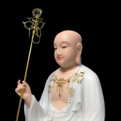 Tượng Ngài Địa Tạng Ngồi, Bột Đá Trắng Da Hồng Viền Vàng, Cao 48cm 5 Tuong Ngai Dia Tang Ngoi Bot Da Trang Da Hong Vien Vang Cao 48cm 7