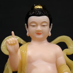 Tuong Phat Dan Sinh Bang Bot Da Thach Anh Mau Vang Cao 40cm 1