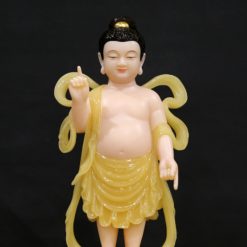 Tuong Phat Dan Sinh Bang Bot Da Thach Anh Mau Vang Cao 40cm 3