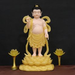 Tượng Phật Đản Sinh Bằng Bột Đá Thạch Anh Mầu Vàng, Cao 65cm 1 Tuong Phat Dan Sinh Bang Bot Da Thach Anh Mau Vang Cao 65cm 1