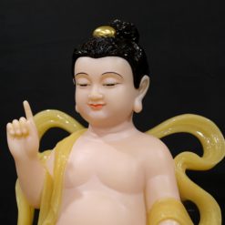 Tượng Phật Đản Sinh Bằng Bột Đá Thạch Anh Mầu Vàng, Cao 65cm 6 Tuong Phat Dan Sinh Bang Bot Da Thach Anh Mau Vang Cao 65cm 2