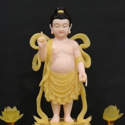 Tượng Phật Đản Sinh Bằng Bột Đá Thạch Anh Mầu Vàng, Cao 65cm 3 Tuong Phat Dan Sinh Bang Bot Da Thach Anh Mau Vang Cao 65cm 5
