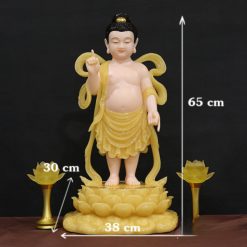 Tượng Phật Đản Sinh Bằng Bột Đá Thạch Anh Mầu Vàng, Cao 65cm 2 Tuong Phat Dan Sinh Bang Bot Da Thach Anh Mau Vang Cao 65cm 6