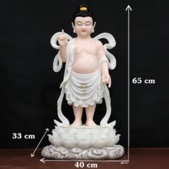 Tượng Phật Đản Sinh Màu Trắng, Bằng Bột Đá, Cao 65cm 4 Tuong Phat Dan Sinh Mau Trang Bang Bot Da Cao 65cm 2