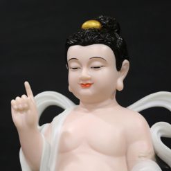 Tượng Phật Đản Sinh Màu Trắng, Bằng Bột Đá, Cao 65cm 2 Tuong Phat Dan Sinh Mau Trang Bang Bot Da Cao 65cm 4