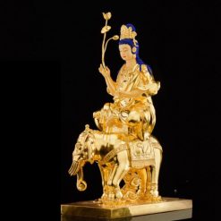 Tượng Phổ Hiền Bồ Tát Bằng Đồng Dát Vàng, Kích Thước 30cm x 52cm x 85cm, Trọng Lượng 50kg 4 Tuong Pho Hien Bo Tat Bang Dong Dat Vang Kich Thuoc 30cm x 52cm x 85cm Trong Luong 50kg 5