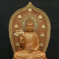 Tuong Quan Am Bo Tat Ngoi Dai Sen Co La De Vien Vang Bang Go Nguyen Mau Cao 48cm Tong La De 6