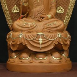 Tuong Quan Am Bo Tat Ngoi Dai Sen Co La De Vien Vang Bang Go Nguyen Mau Cao 48cm Tong La De 6 1