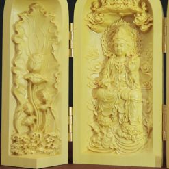 Tượng Quan Âm Tự Tại Bằng Gỗ Hoàng Dương, Cao 10cm 1 Tuong Quan Am Tu Tai Bang Go Hoang Duong Cao 10cm 1