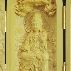 Tượng Quan Âm Tự Tại Bằng Gỗ Hoàng Dương, Cao 10cm 2 Tuong Quan Am Tu Tai Bang Go Hoang Duong Cao 10cm 2