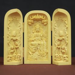 Tượng Quan Âm Tự Tại Bằng Gỗ Hoàng Dương, Cao 10cm 3 Tuong Quan Am Tu Tai Bang Go Hoang Duong Cao 10cm 3
