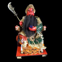 Tượng Quan Công Hộ Pháp Ngồi, Composit Sơn Đỏ, Cao 48cm 2 Tuong Quan Cong Ho Phap Ngoi Composit Son Do Cao 48cm 1