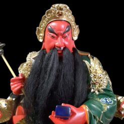 Tượng Quan Công Hộ Pháp Ngồi, Composit Sơn Đỏ, Cao 48cm 3 Tuong Quan Cong Ho Phap Ngoi Composit Son Do Cao 48cm 3