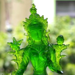 Tượng Tara Bằng Lưu Ly Màu Xanh, Cao 23cm 6 Tuong Tara Bang Luu Ly Mau Xanh Cao 23cm 3