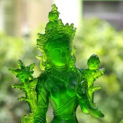 Tượng Tara Bằng Lưu Ly Màu Xanh, Cao 23cm 5 Tuong Tara Bang Luu Ly Mau Xanh Cao 23cm 4