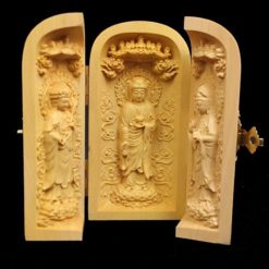 Tượng Tây Phương Tam Thánh Bằng Gỗ Hoàng Dương, Cao 10cm 1 Tuong Tay Phuong Tam Thanh Bang Go Hoang Duong Cao 10cm 1