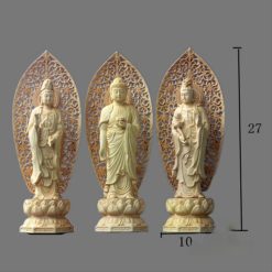 Bộ Tượng Tây Phương Tam Thánh Bằng Gỗ Hoàng Dương Cao 27cm 10 Tuong Tay Phuong Tam Thanh Bang Go Hoang Duong Cao 28cm 8