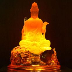 Tượng Văn Thù Bồ Tát Bằng Lưu Ly, Cao 18cm 1 Tuong Van Thu Bo Tat Bang Luu Ly Cao 18cm 1