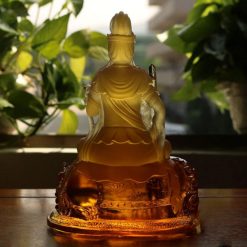 Tượng Văn Thù Bồ Tát Bằng Lưu Ly, Cao 18cm 8 Tuong Van Thu Bo Tat Bang Luu Ly Cao 18cm 2