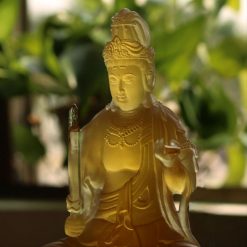 Tượng Văn Thù Bồ Tát Bằng Lưu Ly, Cao 18cm 6 Tuong Van Thu Bo Tat Bang Luu Ly Cao 18cm 4