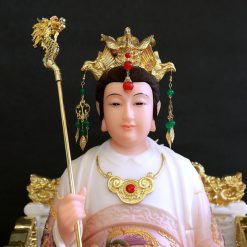 Tượng Vương Mẫu Nương Nương Ngồi Ngai Rồng Bằng Bột Đá Dát Vàng Vẽ Gấm, Cao 40cm, 48cm, 66cm 2 Tuong Vuong Mau Nuong Nuong Ngoi Ngai Rong Bang Bot Da Dat Vang Ve Gam Cao 40cm 48cm 66cm 1