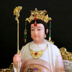 Tượng Vương Mẫu Nương Nương Ngồi Ngai Rồng Bằng Bột Đá Dát Vàng Vẽ Gấm, Cao 40cm, 48cm, 66cm 1 Tuong Vuong Mau Nuong Nuong Ngoi Ngai Rong Bang Bot Da Dat Vang Ve Gam Cao 40cm 48cm 66cm 2