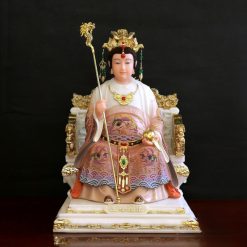 Tượng Vương Mẫu Nương Nương Ngồi Ngai Rồng Bằng Bột Đá Dát Vàng Vẽ Gấm, Cao 40cm, 48cm, 66cm 3 Tuong Vuong Mau Nuong Nuong Ngoi Ngai Rong Bang Bot Da Dat Vang Ve Gam Cao 40cm 48cm 66cm 6